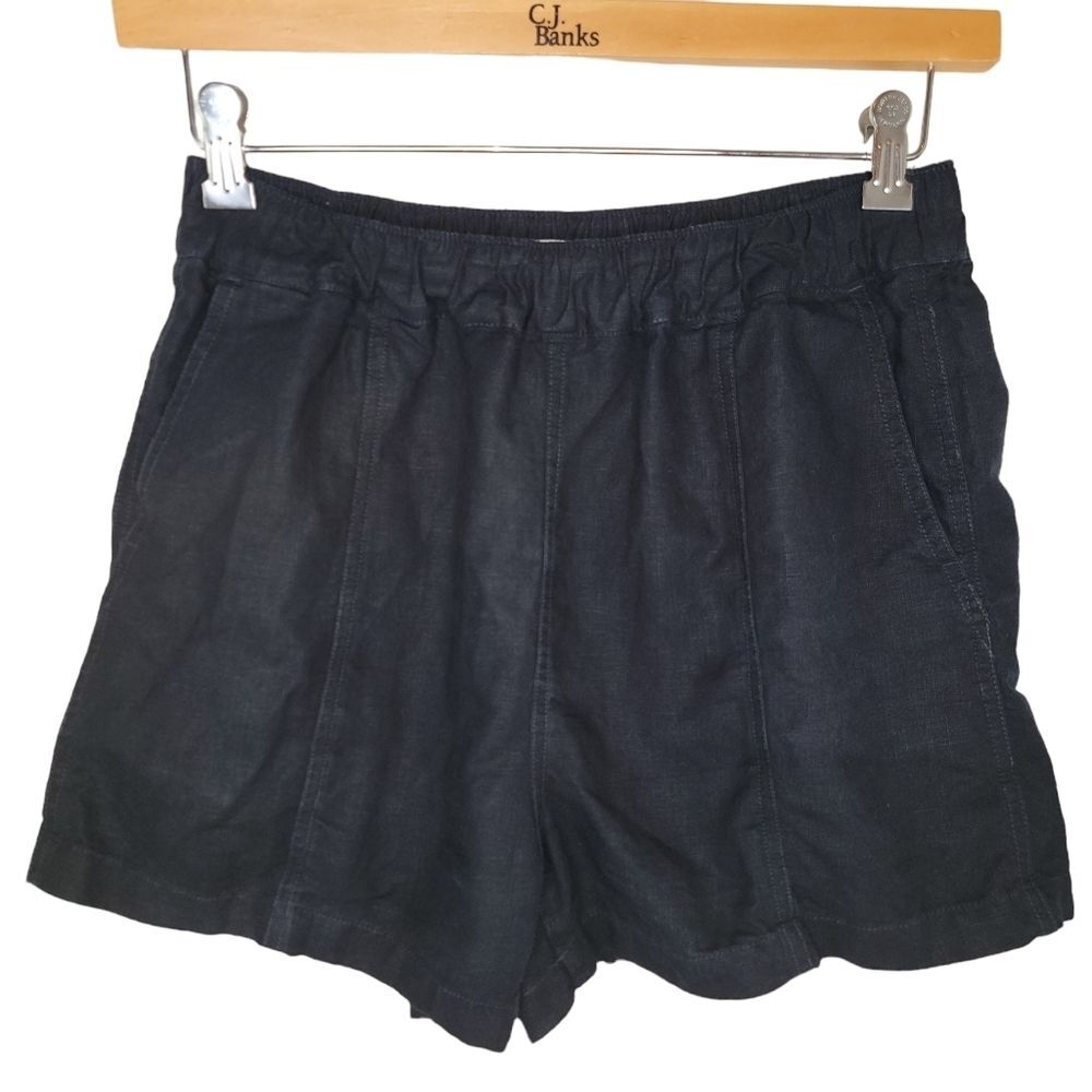 Madewell Linen-Blend Easy Pull-On Black Shorts Size Small